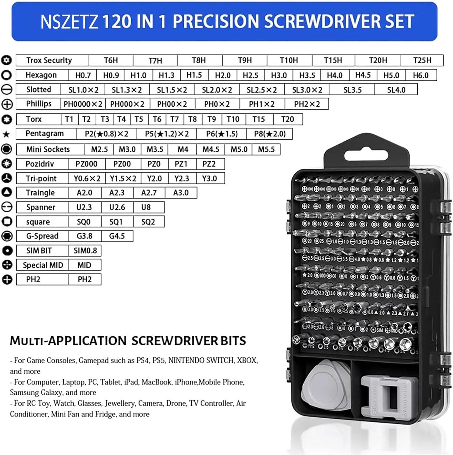 Precision Screwdriver Set, 115 in 1 Set, Professional Repair Tool Kit with Magnetic Driver