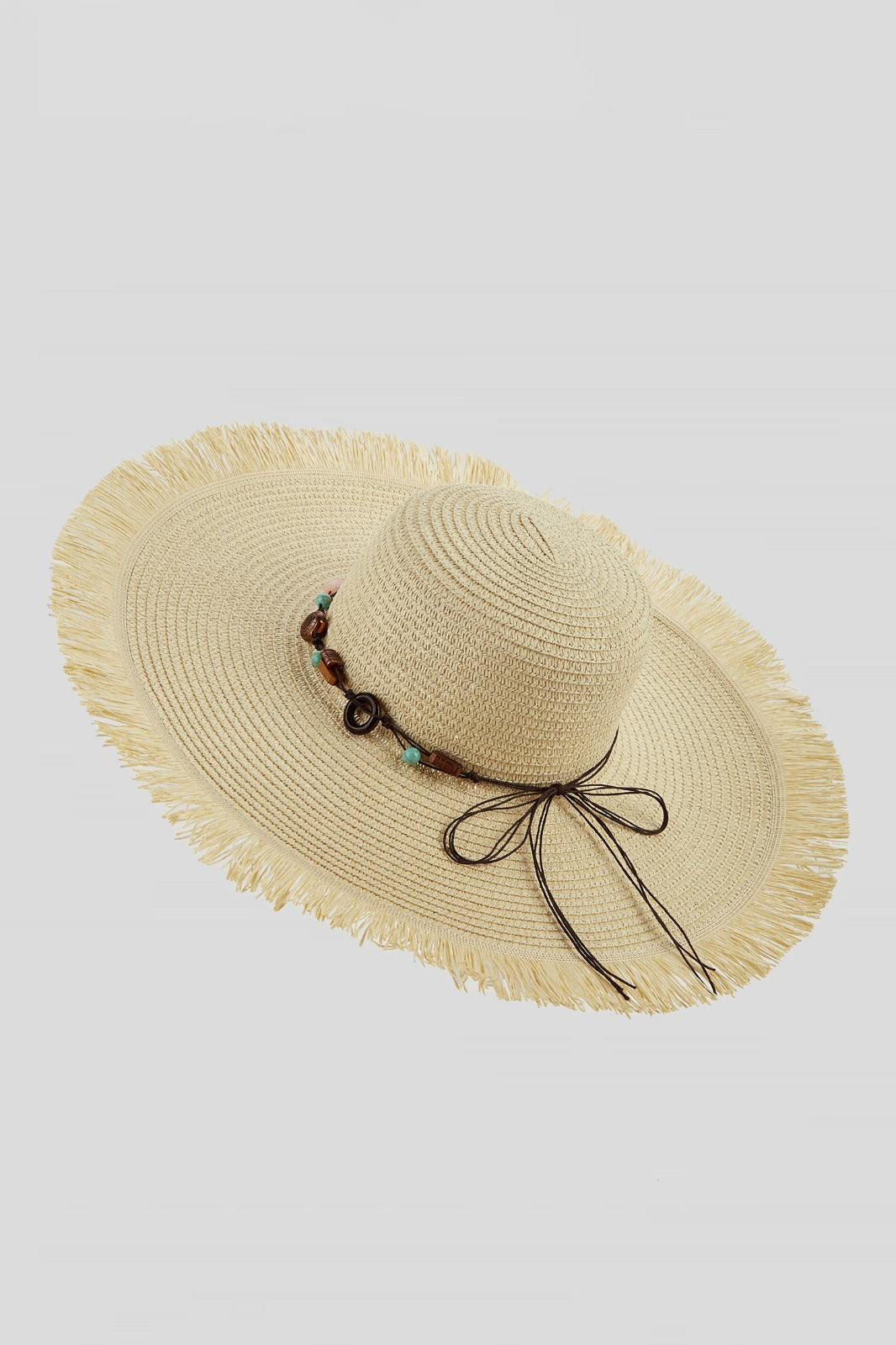 Anna-Kaci Wide Brim Straw Sun Hat with Fringe Edge