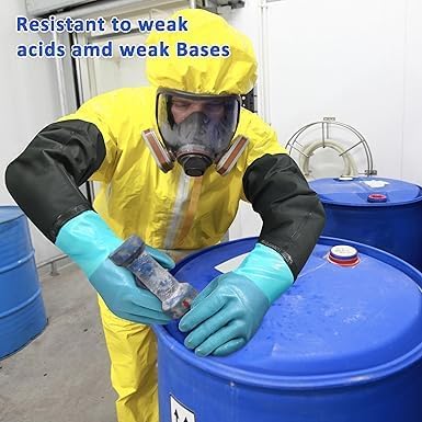2pcs Heavy Duty 27" Chemical Resistant Gloves | Extra Long Full Arm Rubber Gloves