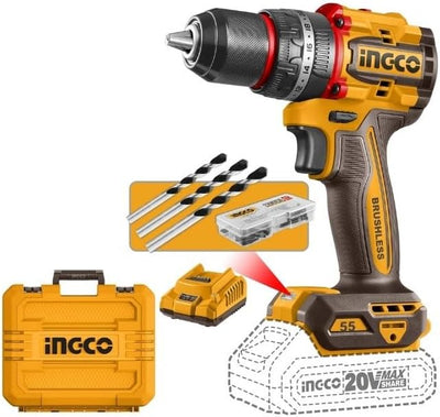 Rechargeable Impact Drill 20V,Brushless Motor, 13mm Steel 47pcs