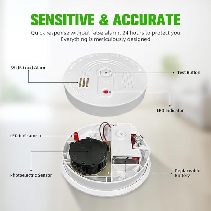 Smoke alarms for home 2pack portable and genuine