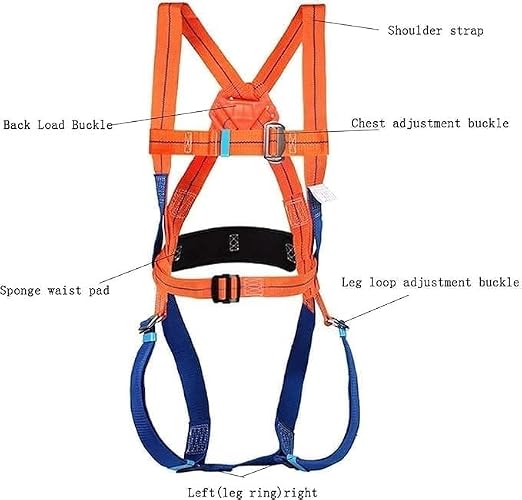 Full Body Harness Fall Protection Kit with Shock Absorbing Lanyard