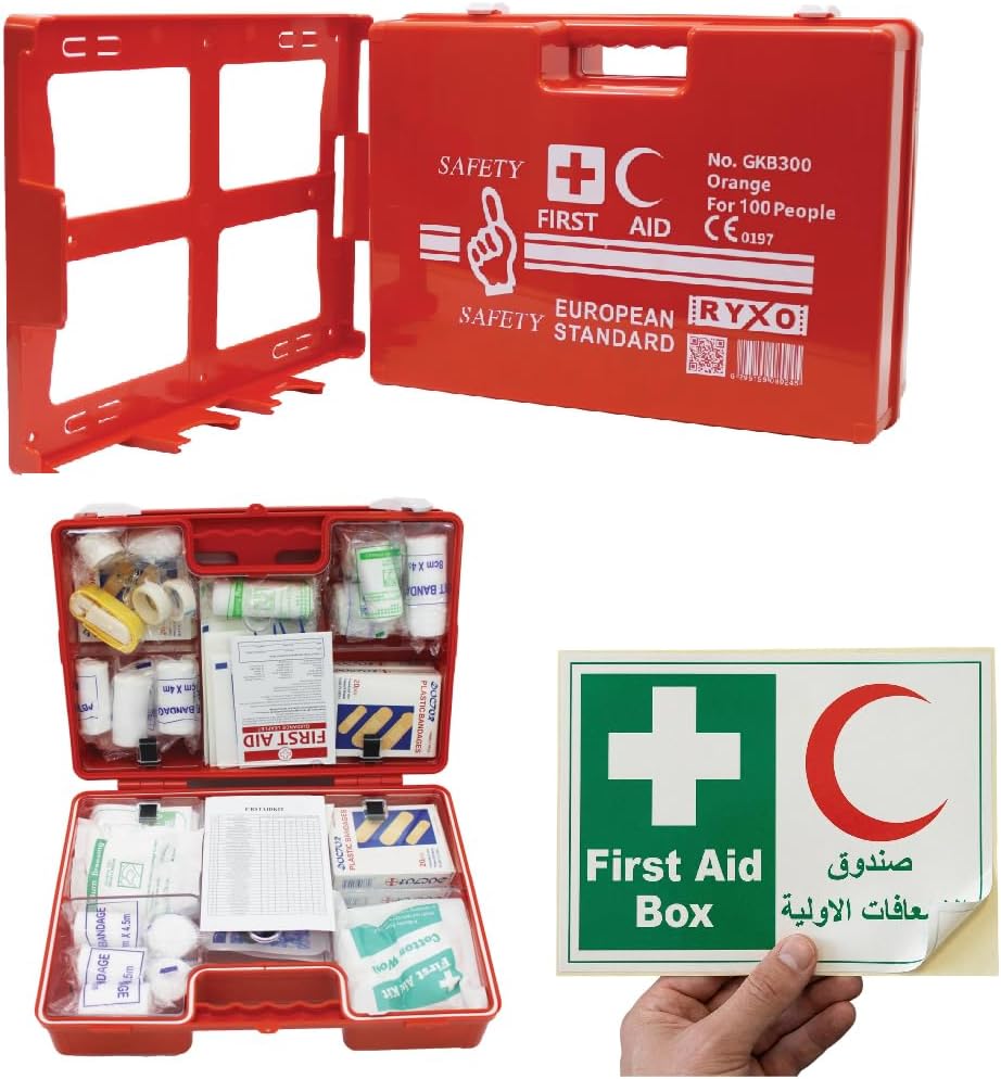 100 Person European Standard First Aid Kit|ABS Plastic HEAVY DUTY |WITH WALL MOUNTED BRACKET