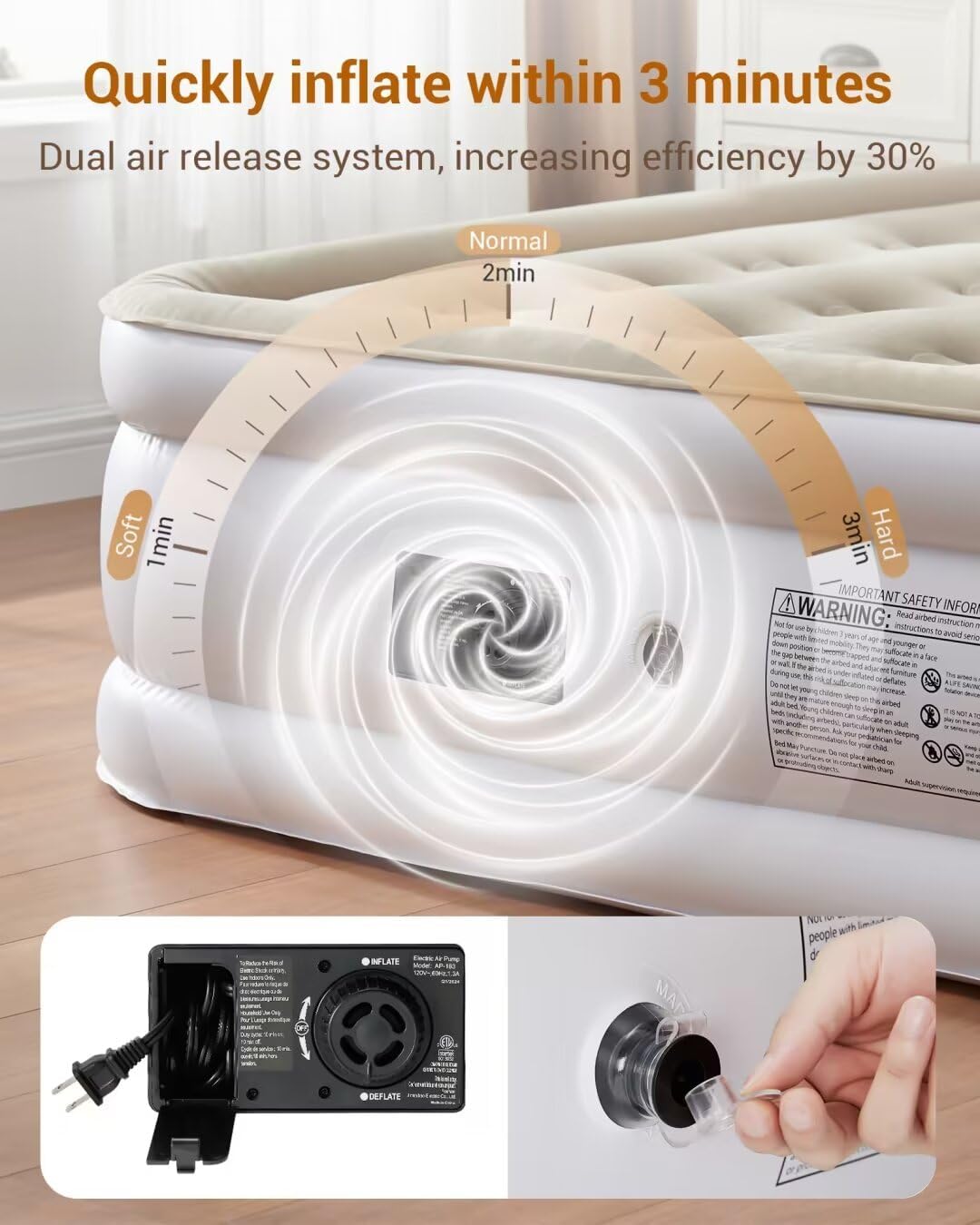 Elevated Inflatable Air Bed ,size varies