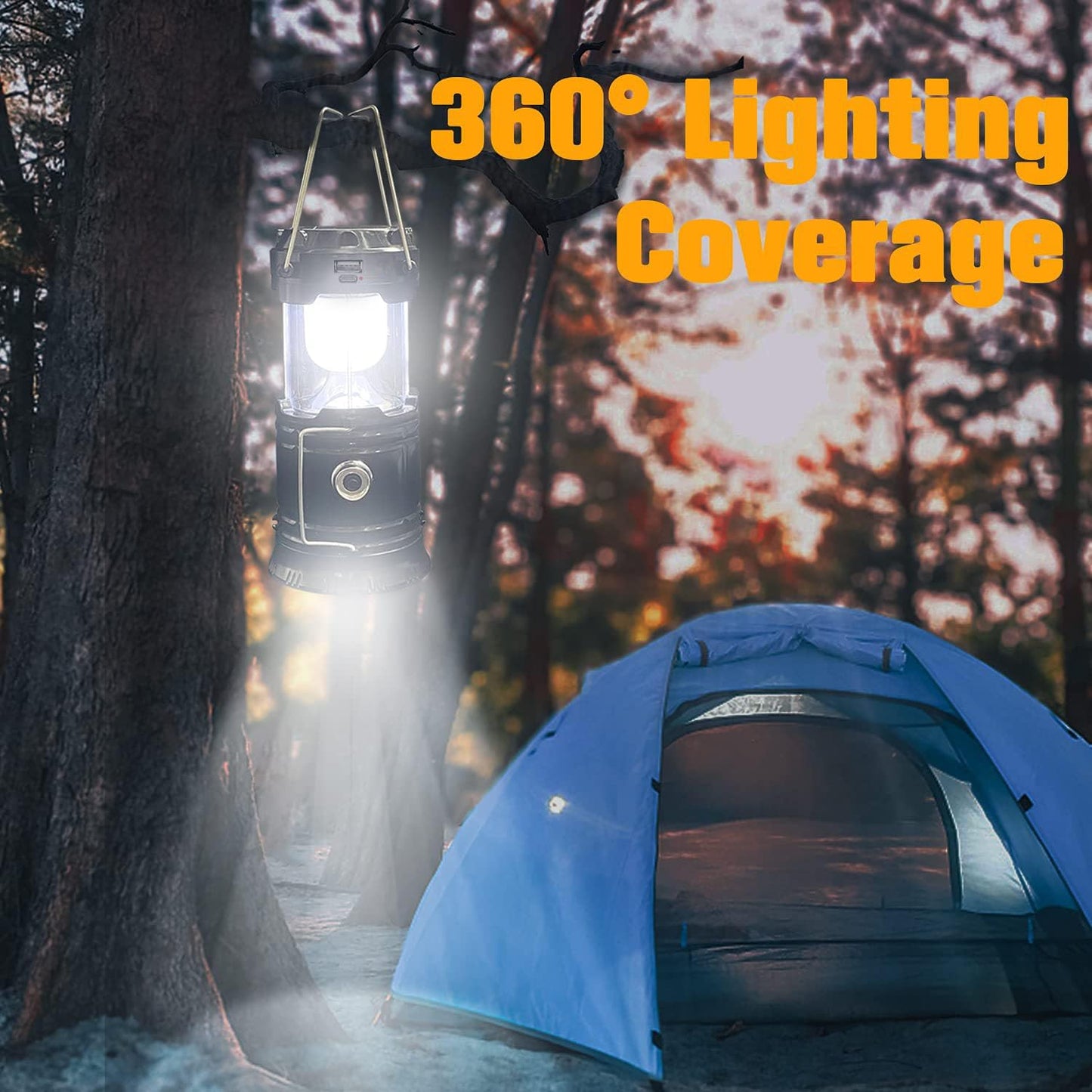 Collapsible Portable LED Camping Lantern Lightweight Waterproof Solar