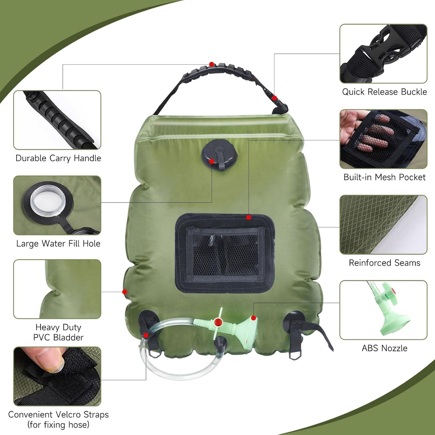 Solar shower bag 20L capacity