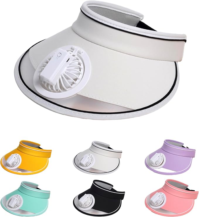 Sun Visors Hat with Fan, Rechargeable Hat with Fan Built in