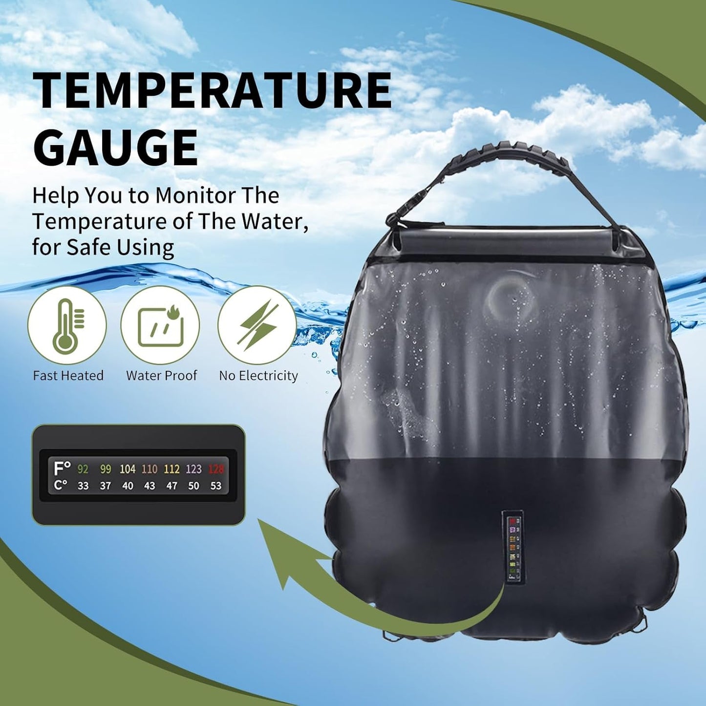 Solar shower bag 20L capacity