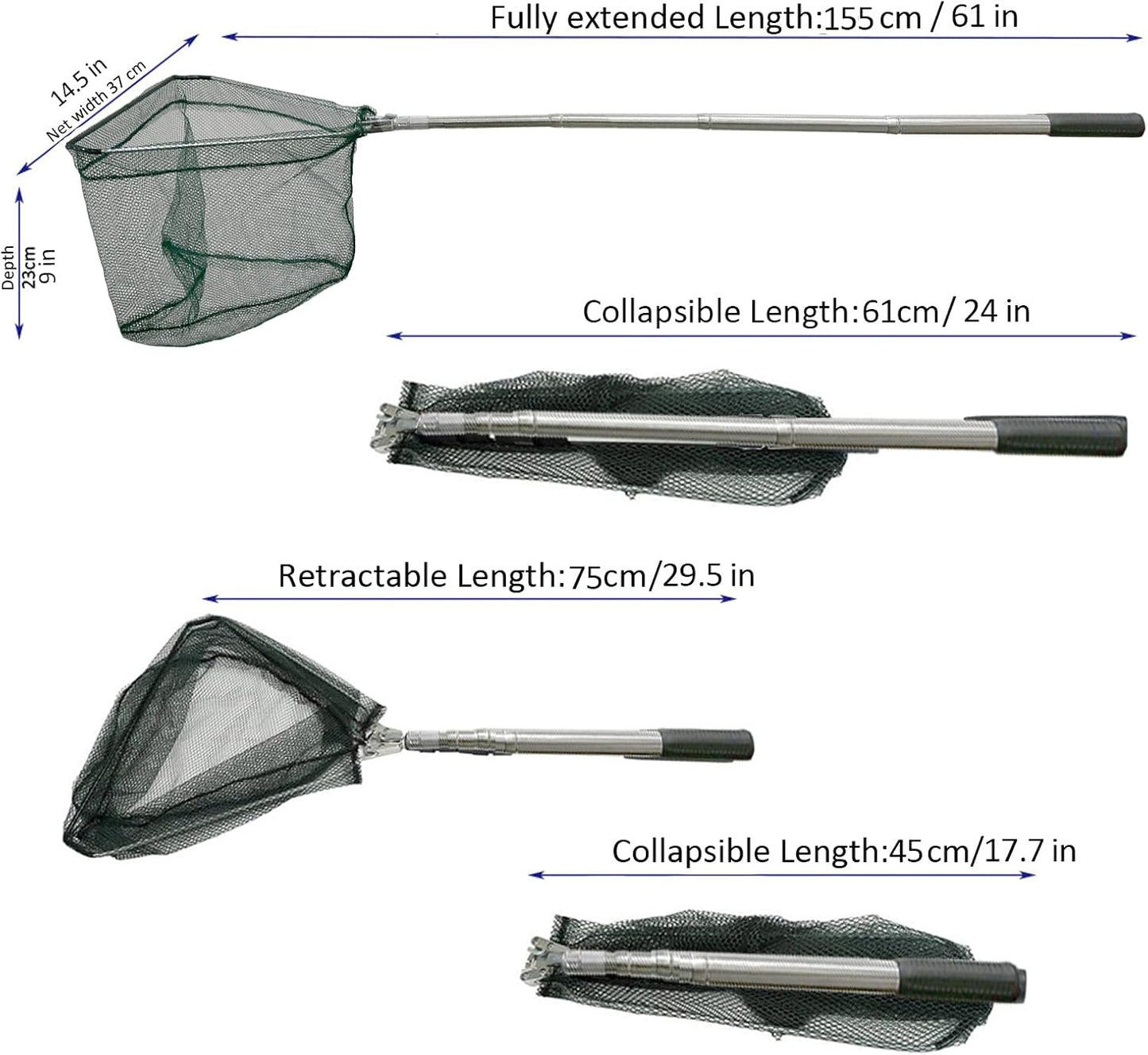 Fishing Landing Net with Stainless Steel Telescoping Pole