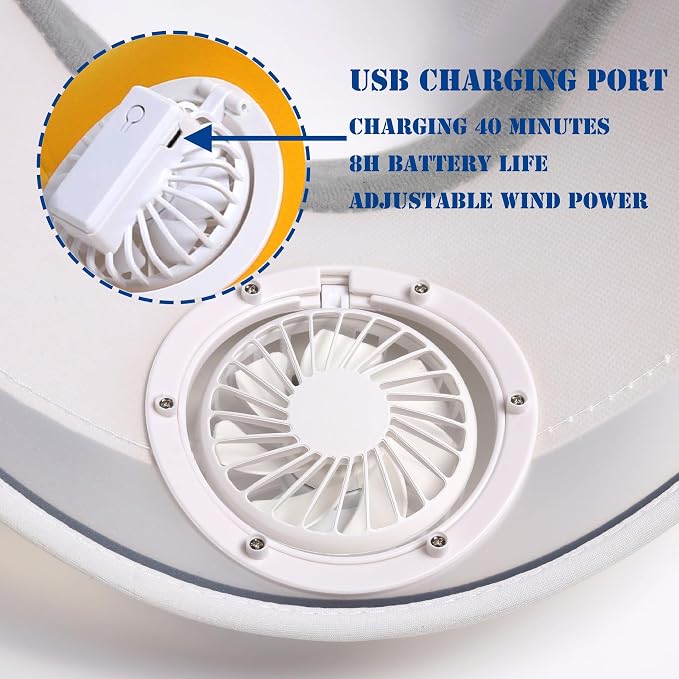 Sun Visors Hat with Fan, Rechargeable Hat with Fan Built in