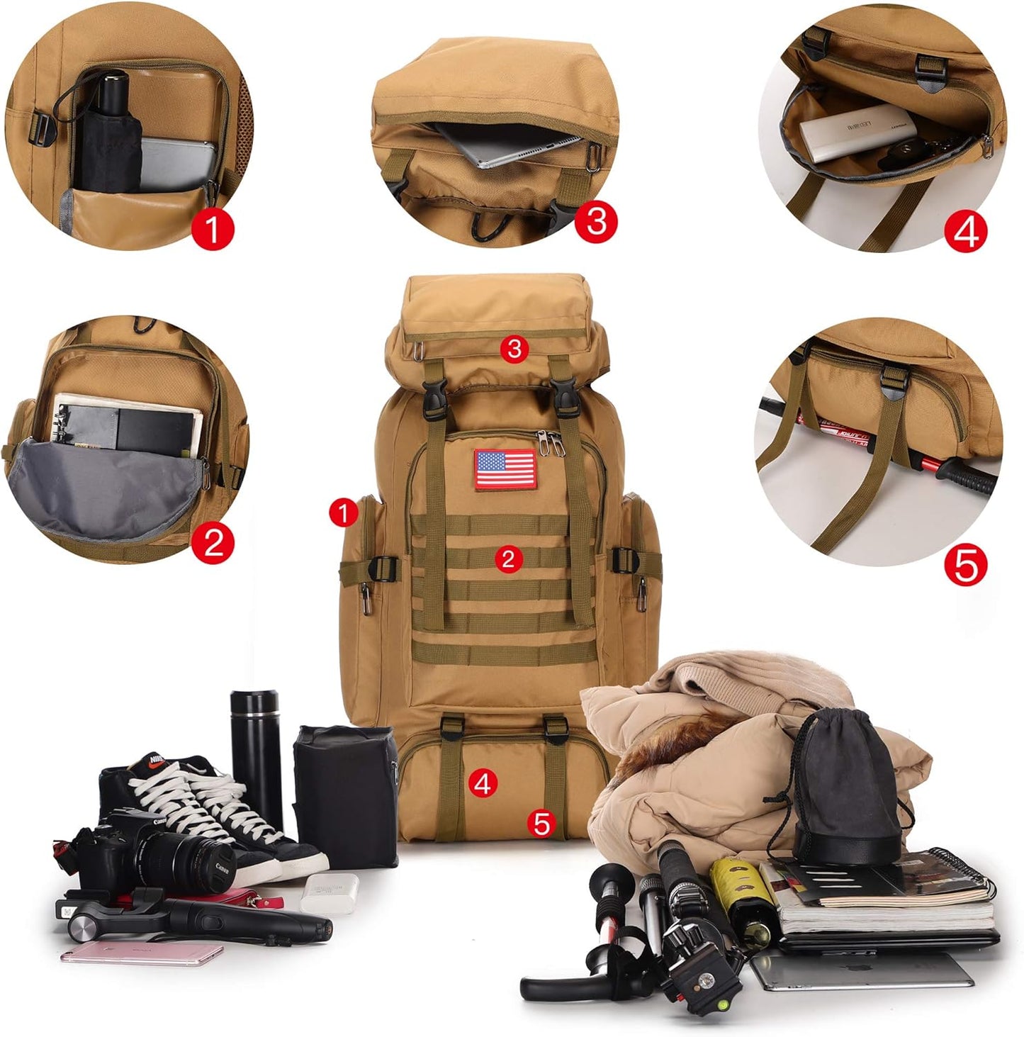 Elite Adventure Ready 70L Hiking Backpack™