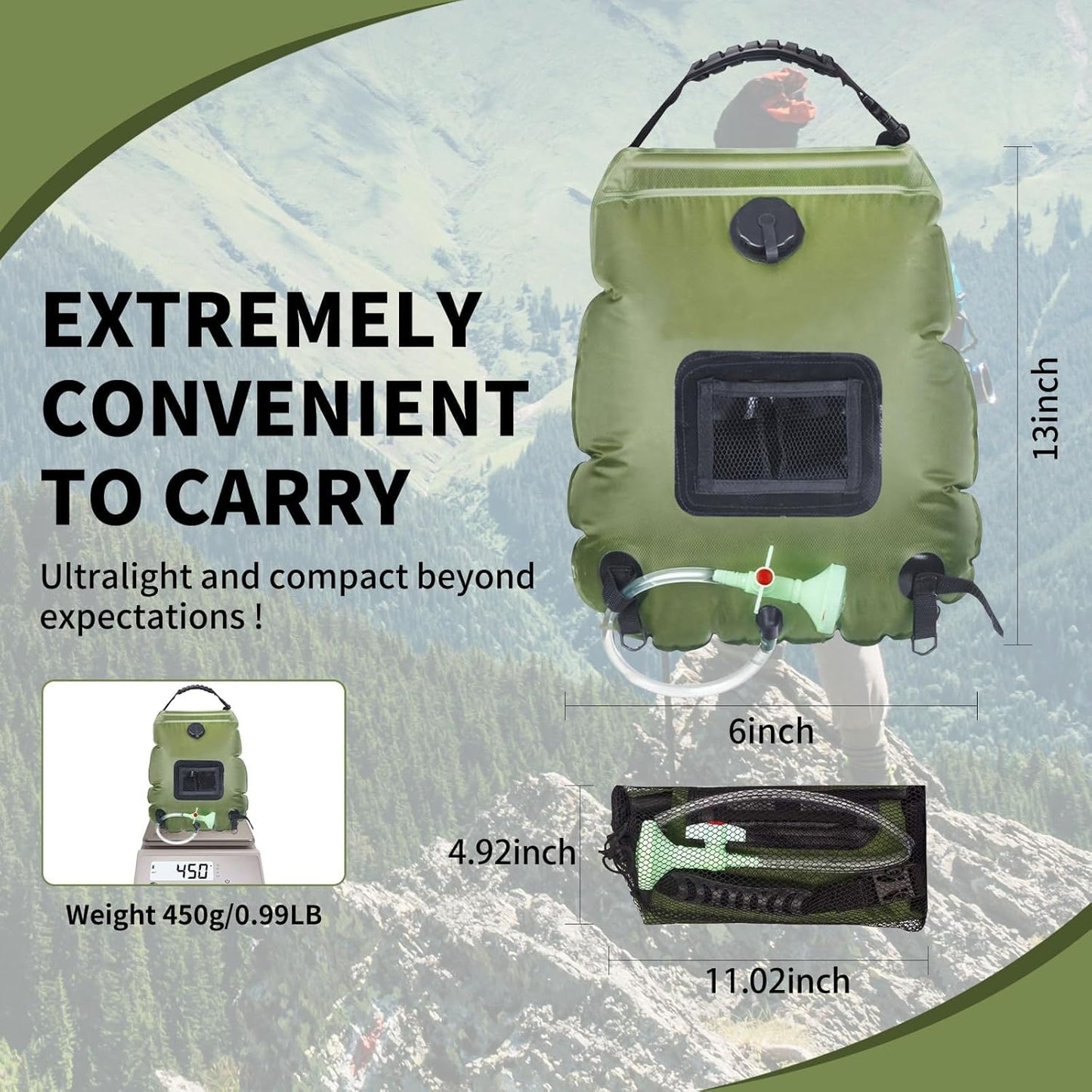Solar shower bag 20L capacity