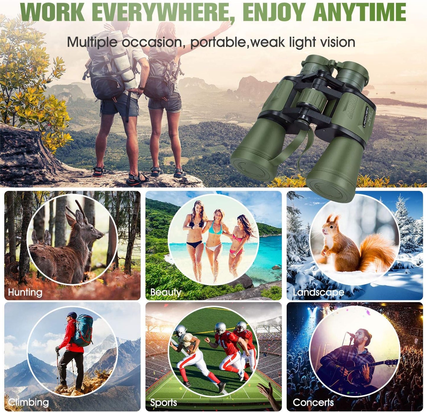 Binoculars  Roof Prism for Adults, HD Professional Binoculars