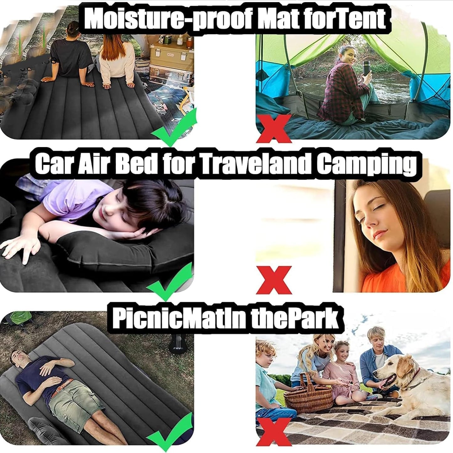 Car Inflatable Bed with Pump & 2 Air Pillow