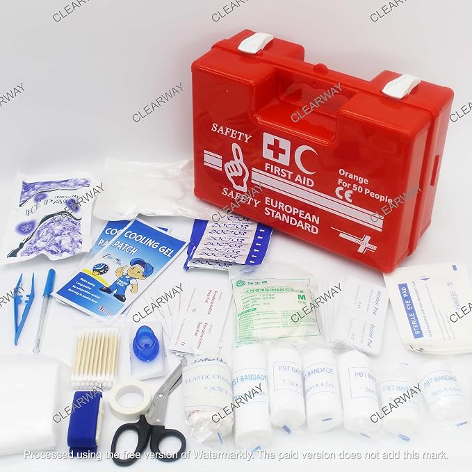 100 Person European Standard First Aid Kit|ABS Plastic HEAVY DUTY |WITH WALL MOUNTED BRACKET