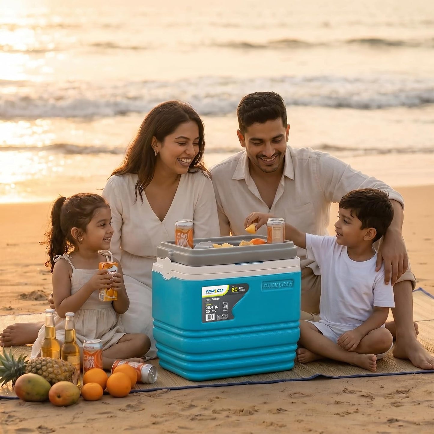 Primero Chiller Ice Box 25 Ltr| Fits 45 cans | Holds Ice Upto 60hrs |Portable Insulated Cooler IceBox with Drink Holder