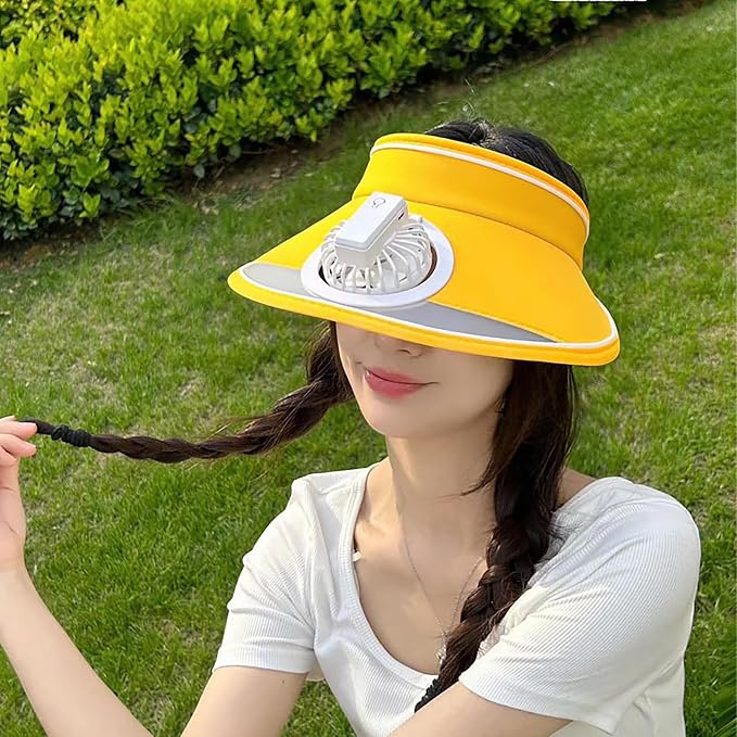 Sun Visors Hat with Fan, Rechargeable Hat with Fan Built in