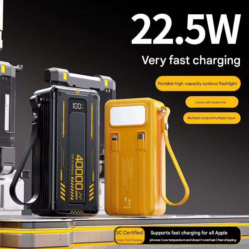 Super Fast Charging Power Bank Built in Dual Cable