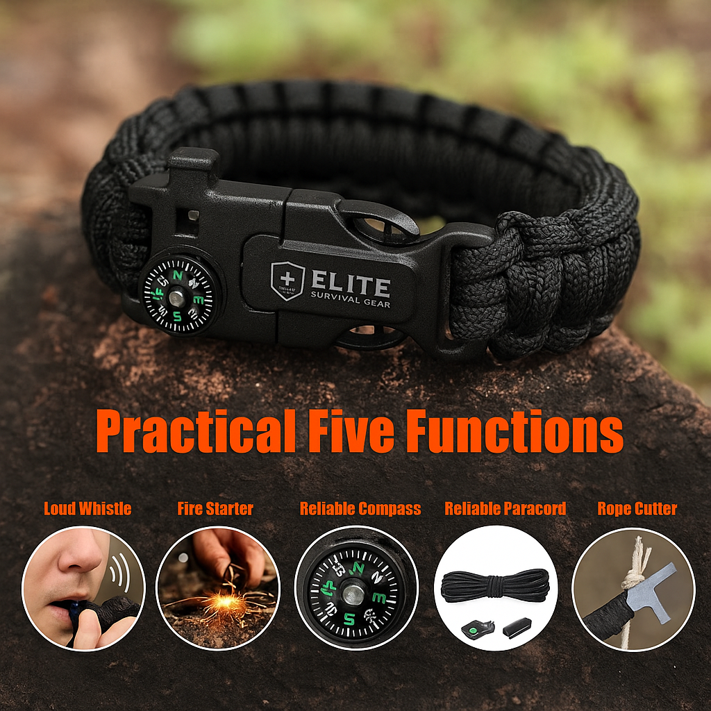 Elite Adventure Ready Survival Bracelet™ Set of 2pcs + 1 free