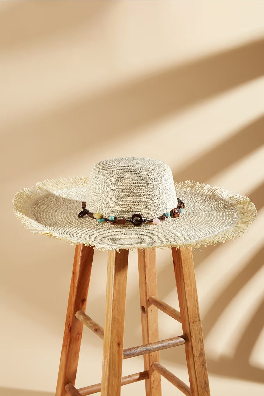Anna-Kaci Wide Brim Straw Sun Hat with Fringe Edge