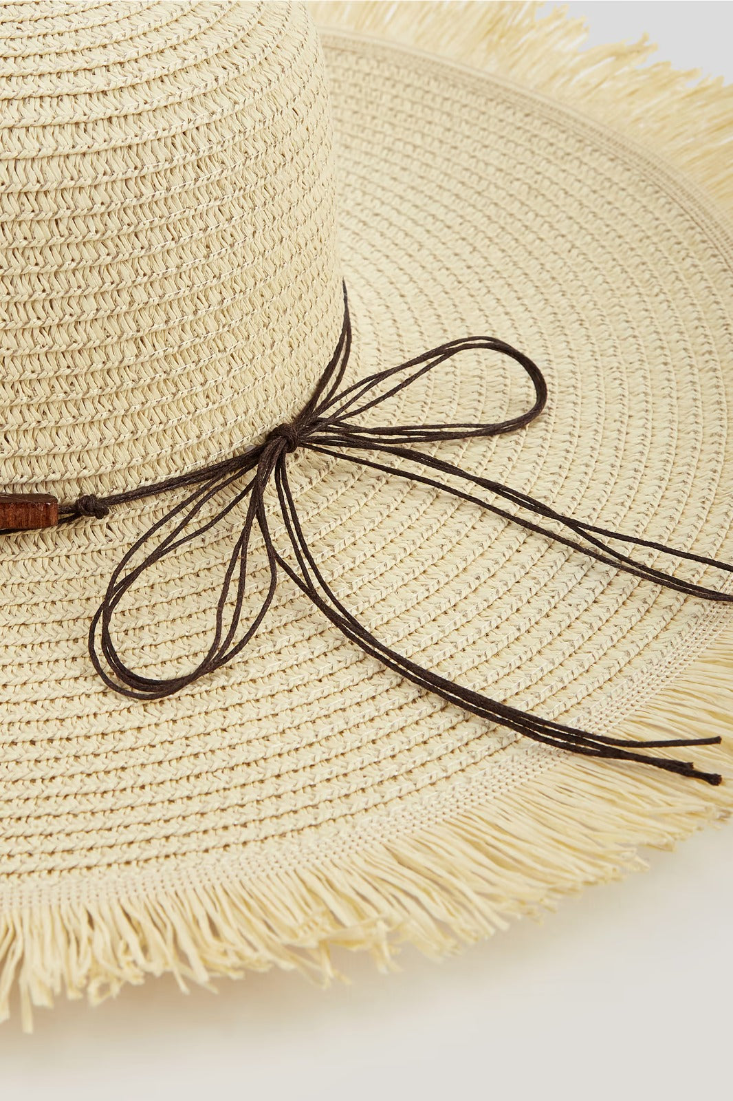 Anna-Kaci Wide Brim Straw Sun Hat with Fringe Edge