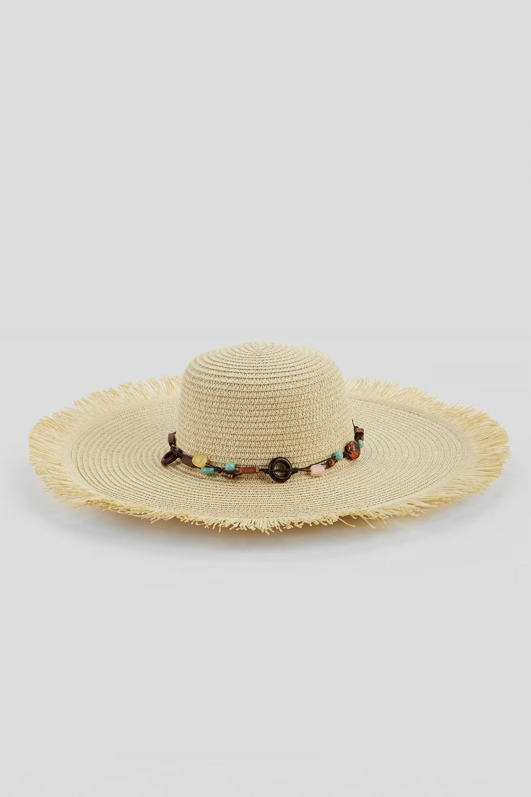 Anna-Kaci Wide Brim Straw Sun Hat with Fringe Edge